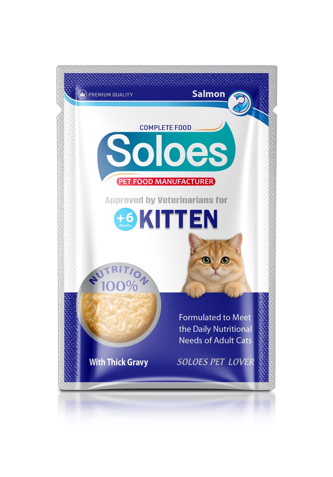 Soloes Wet Food with Salmon for Kittens in Pouch