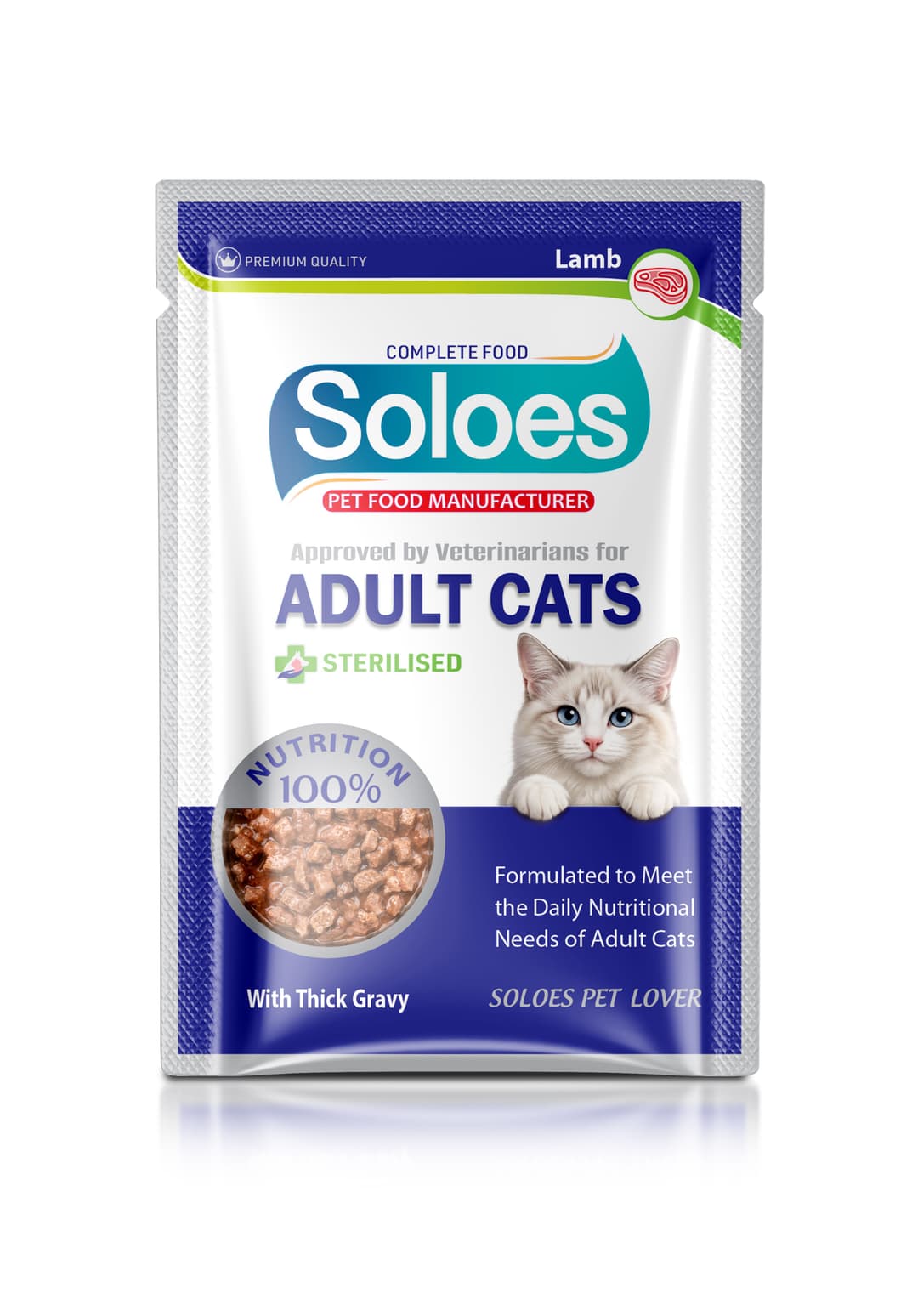 Soloes Wet Food with Lamb for Sterilized Cats in Pouch
