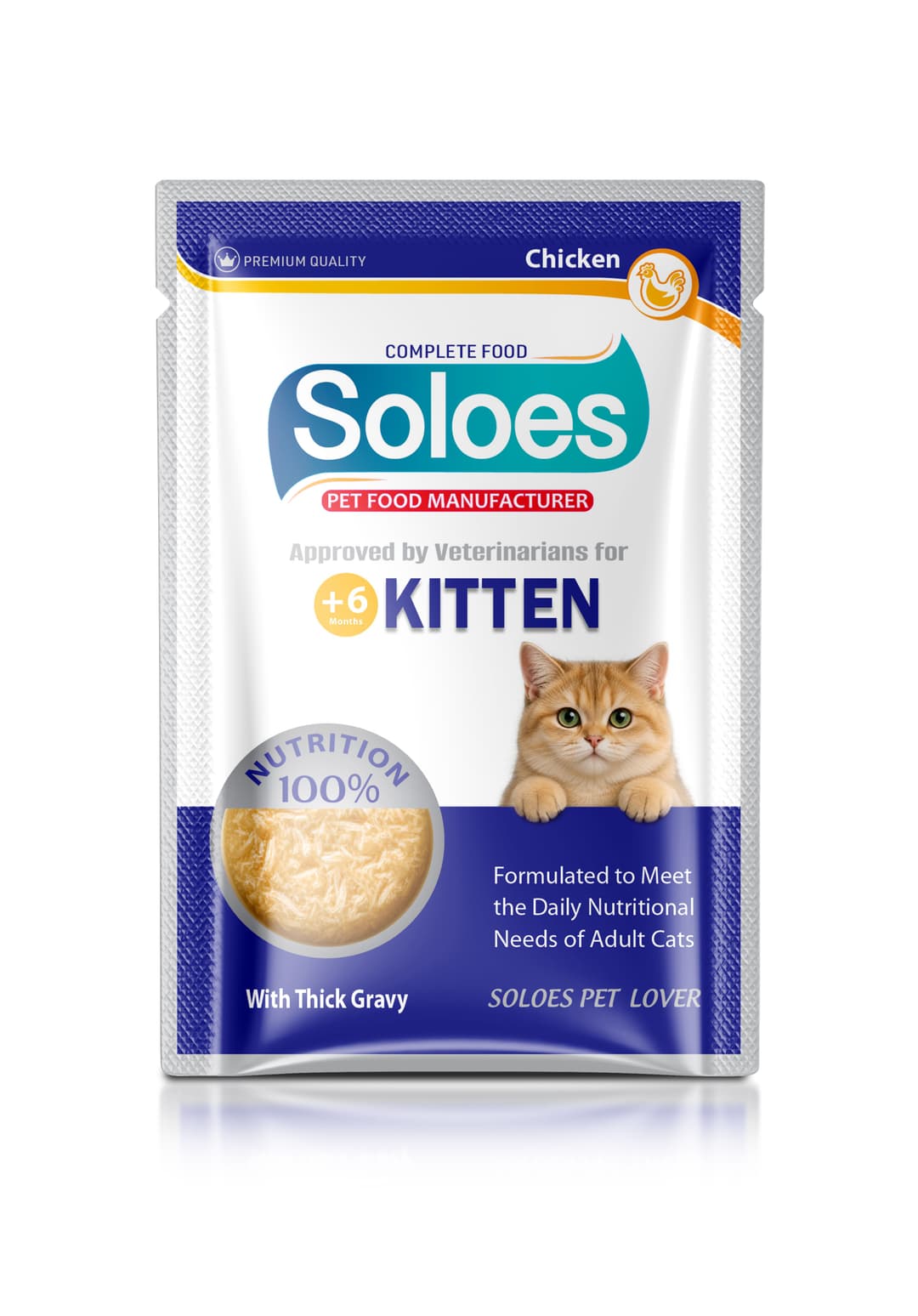 Soloes Wet Food with Chicken for Kittens in Pouch