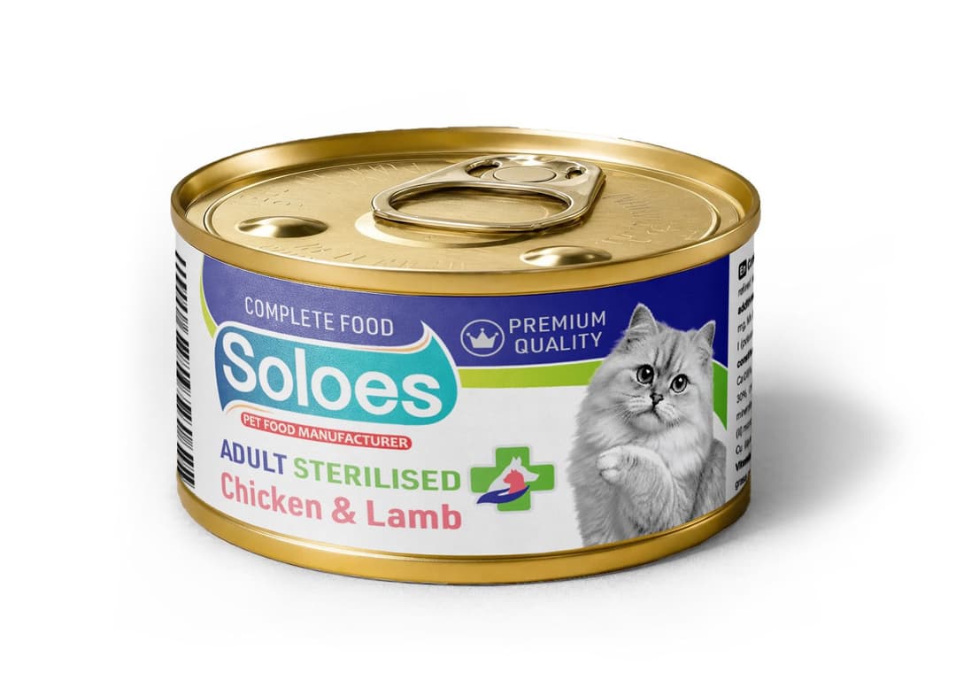 Soloes Complete Wet Food for Sterilized Cats with Chicken and Lamb