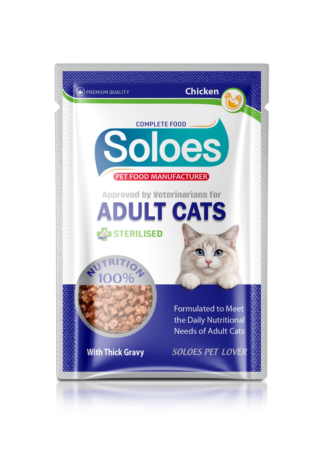 Soloes Wet Food with Chicken for Sterilized Cats in Pouch